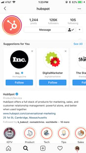 instagram marketing hubspot related accounts